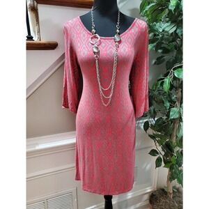 Market & Spruce Women's Rayon Round Neck Short Sleeve Knee Length Dress Size M